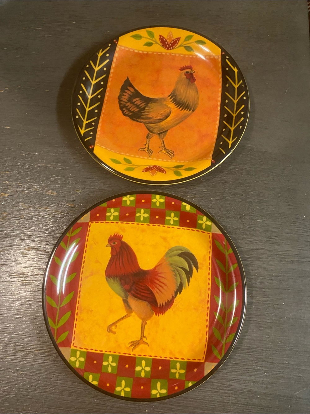 Rooster Melamine Dinner Plates - Set of 2